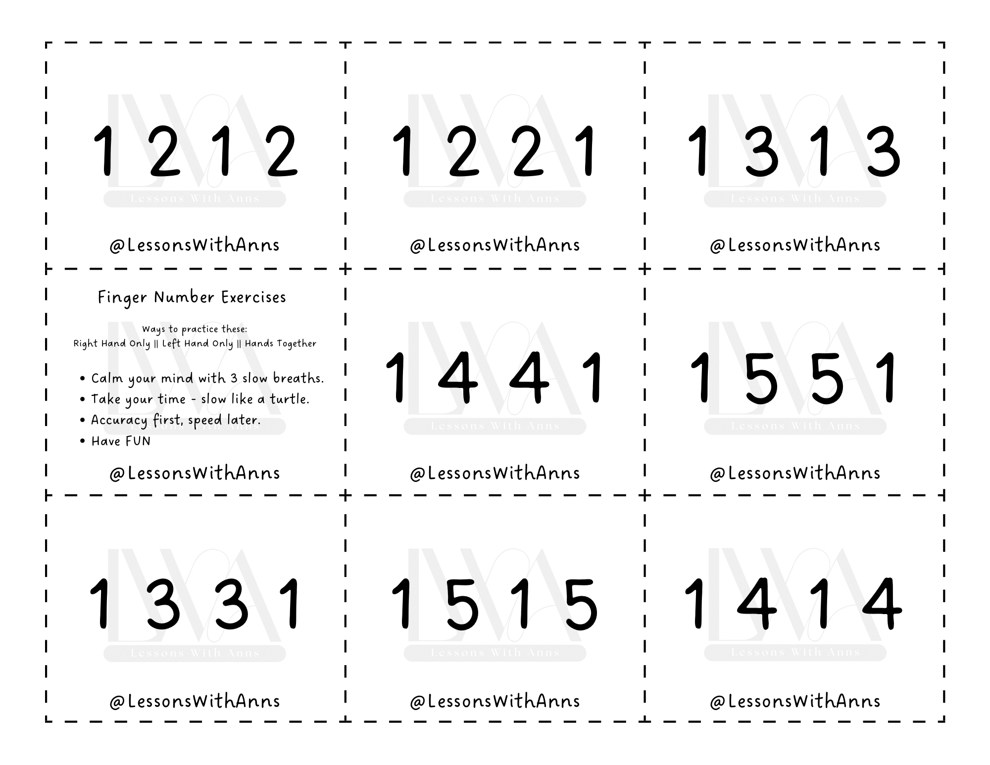 Finger Number Exercise Cards - Digital Download