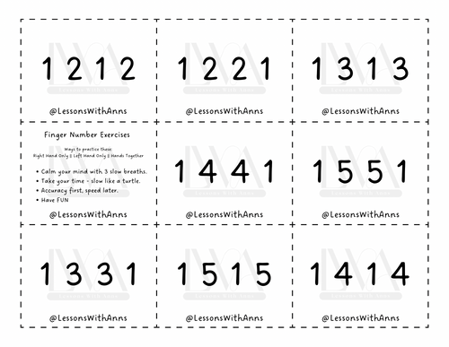 Finger Number Exercise Cards - Digital Download